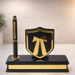 Advocate Personalized Pen Stand with Shield Logo | Lawyer Desk Gift
