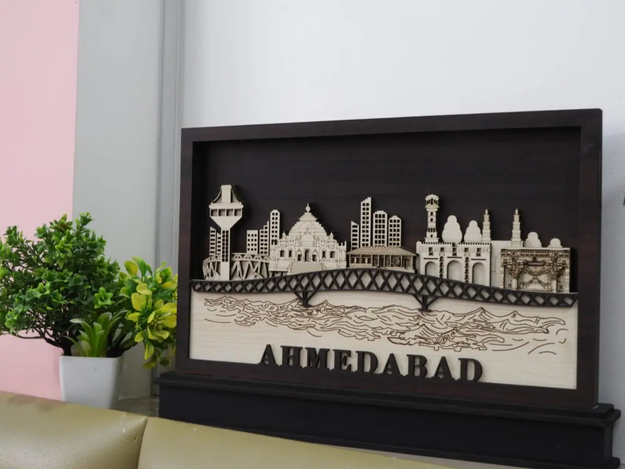 Ahmedabad Skyline MDF Wall Frame | City Landmark Laser Cut Art