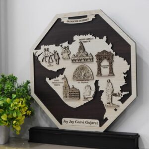 Glorious Gujarat Heritage Laser Cut MDF Wall Art | Shree Ambaji, Rani Ki Vav, Modhera Sun Temple