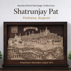 Shatrunjaya Jain Temple Laser Engraved MDF Frame | Indian Spiritual Wall Art