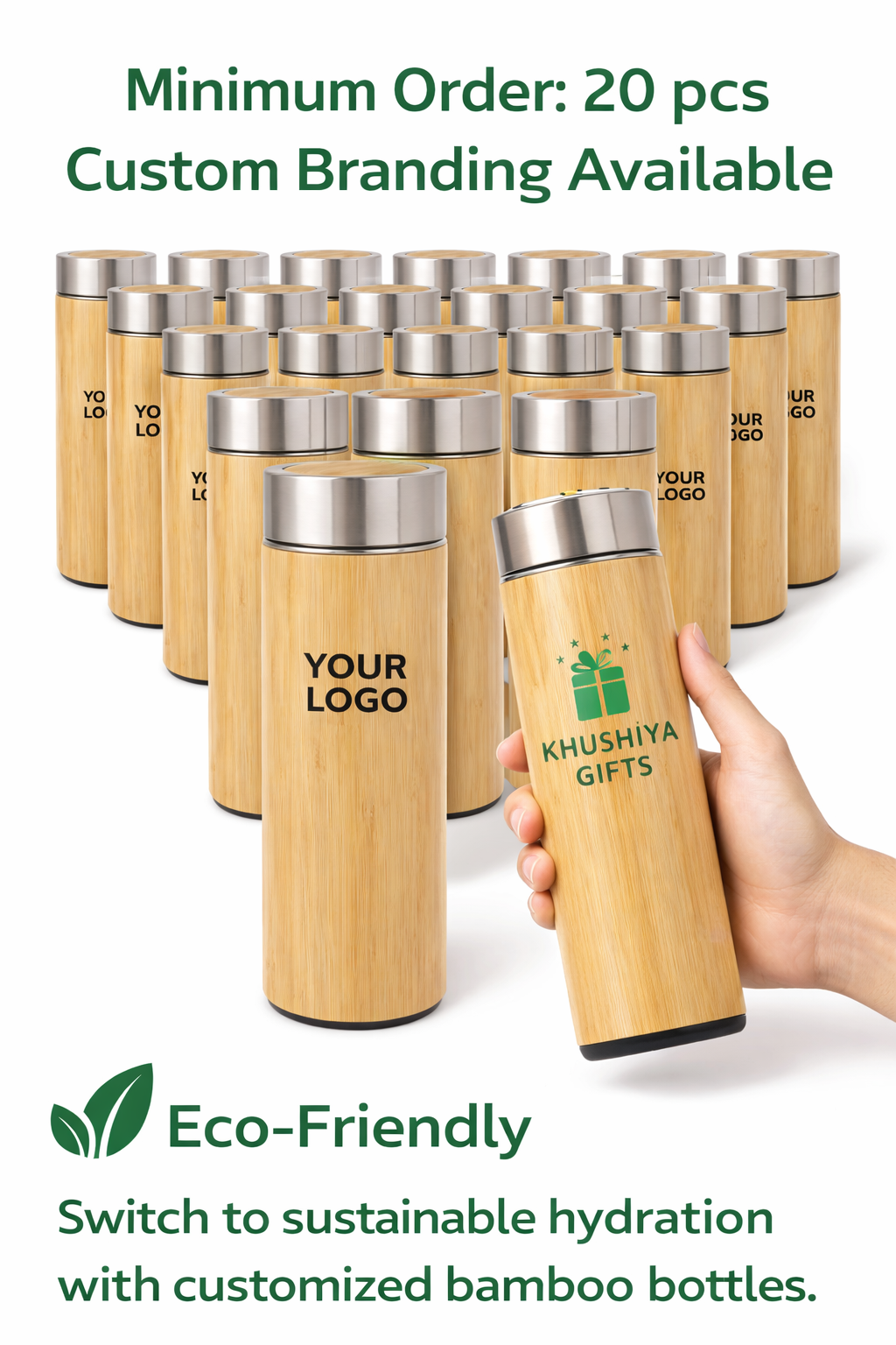Eco-Friendly Bamboo Water Bottle with Custom Logo - Image 2