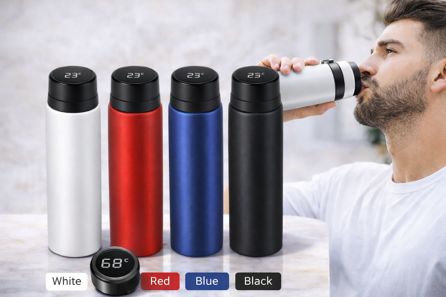 Digital Temperature Stainless Steel Water Bottle – LED Display Vacuum Flask - Image 3