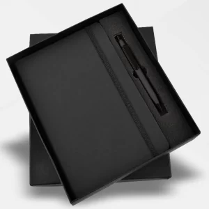 Black Elastic A5 Diary & Metal Pen Set