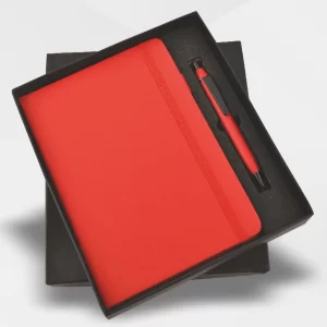 Red Elastic A5 Diary & Metal Pen Set