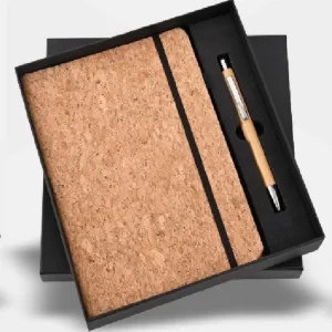 Cork Elastic A5 Diary & Metal Pen Set