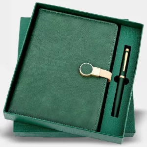Green Royale A5 Diary & Metal Pen Set