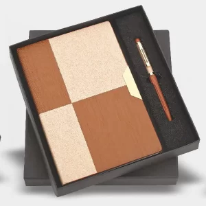 Tan Blocks A5 Diary & Metal Pen Set