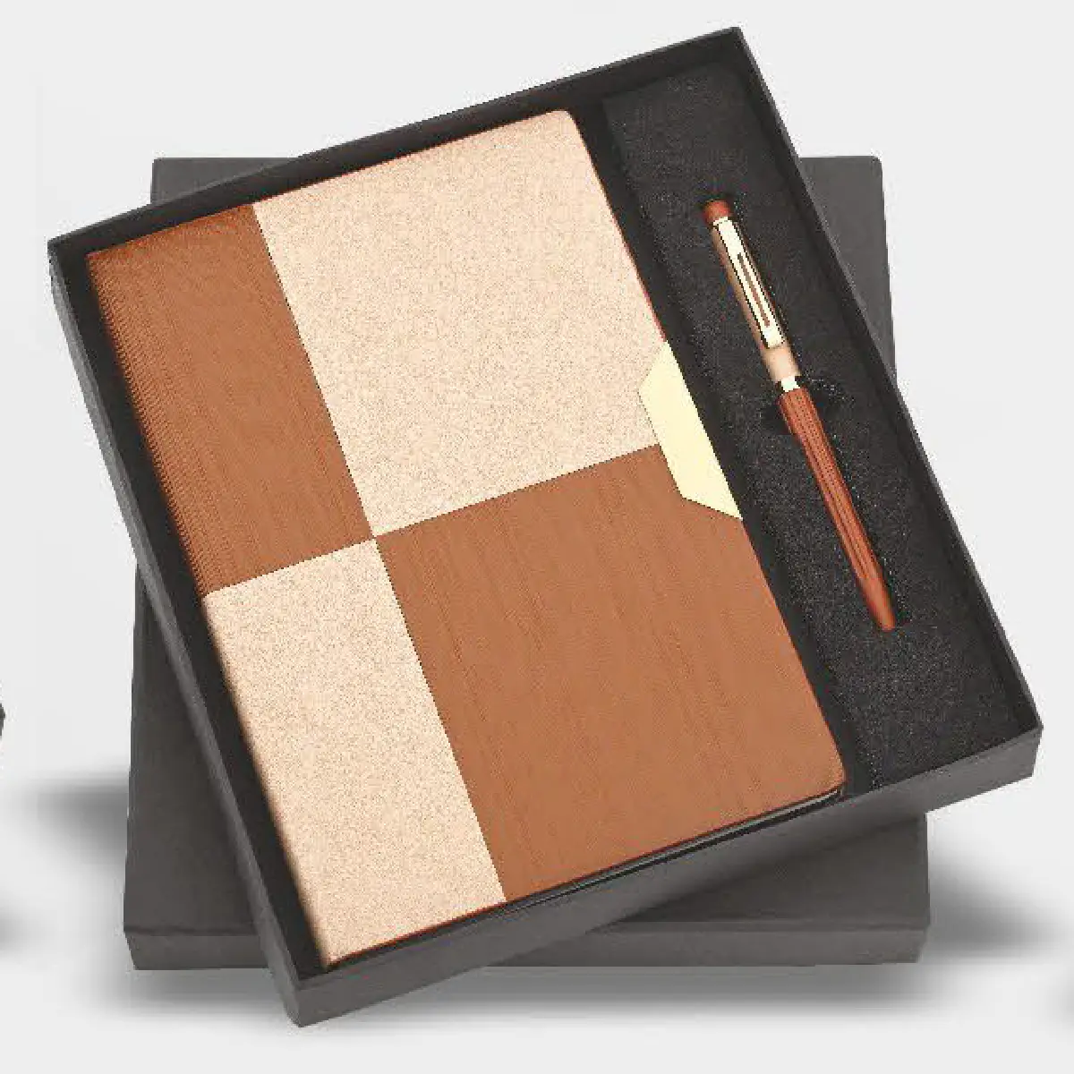 Tan Blocks A5 Diary & Metal Pen Set